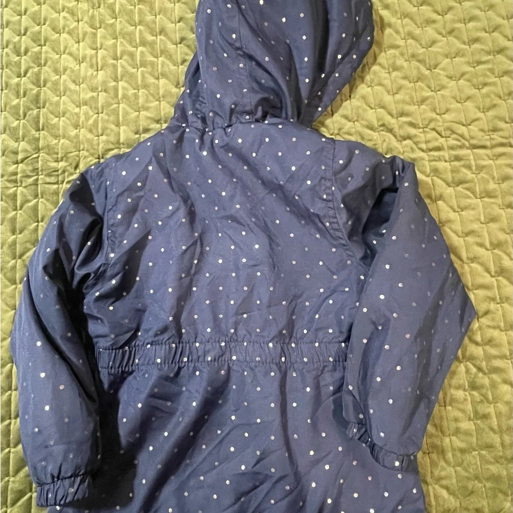 Oshkosh BGosh navy polka‎ dot pink coat with hood size 4T
